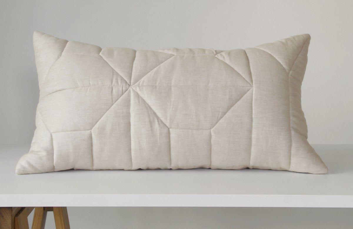 GEMMA 100% quilted linen decorative pillow | AREA home bedding