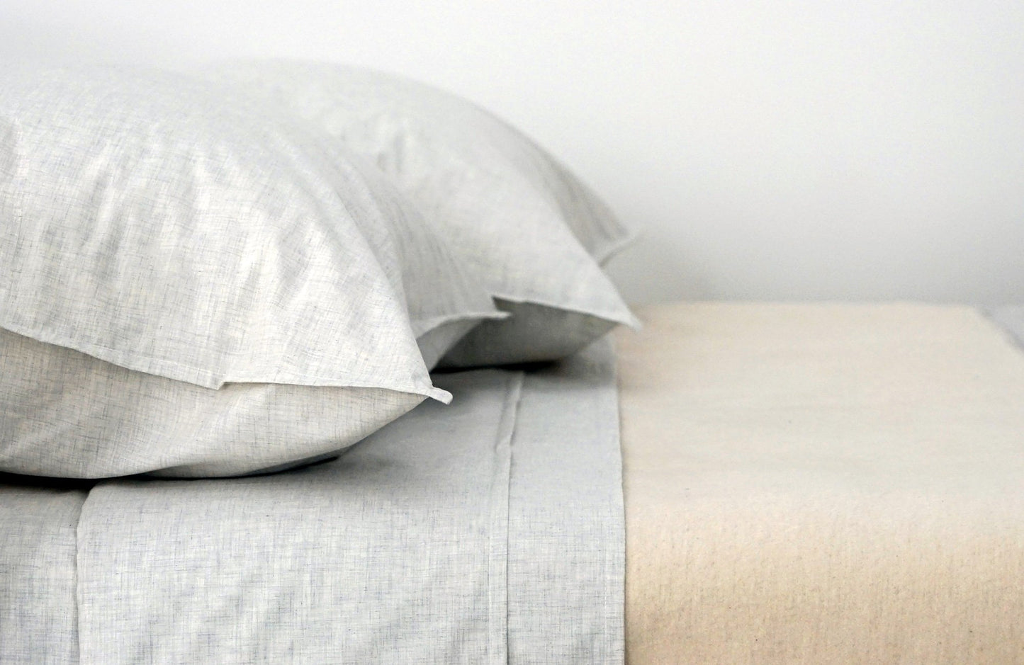 HEATHER 100% percale cotton sheet set cement soft grey - AREA home bedding