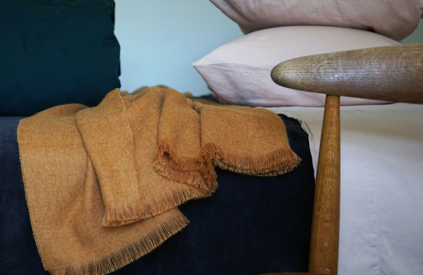 LIAM 100% baby alpaca soft throw XL throw almond blue fig graphite poppy rose soft grey spice sugar | AREA home bedding
