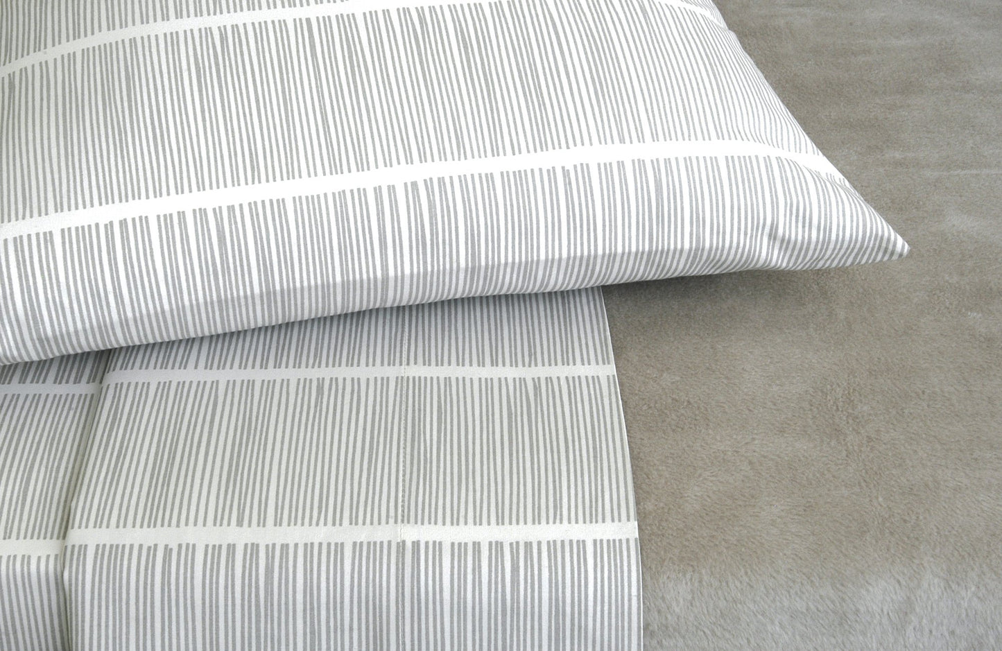 PINS 100% soft grey cotton percale fitted sheet | AREA home bedding