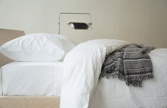 ANTON 100% organic cotton ginger ivory khaki mineral steel white | AREA home bedding