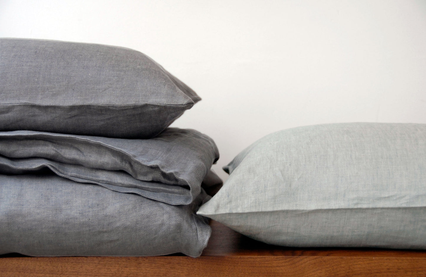 EMILE 100% linen moon mineral charcoal sheets | AREA home bedding