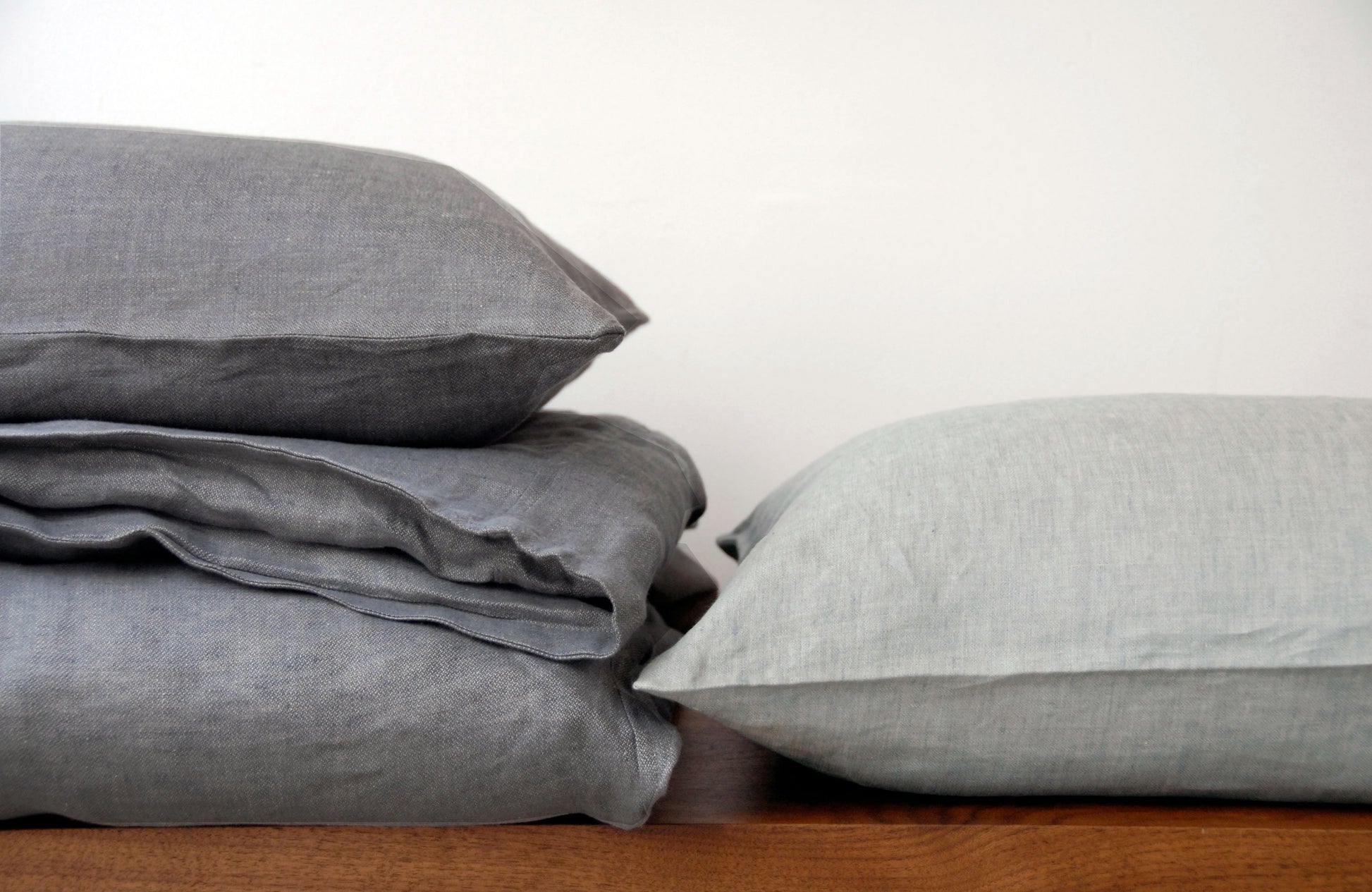 EMILE 100% linen moon mineral charcoal sheets | AREA home bedding