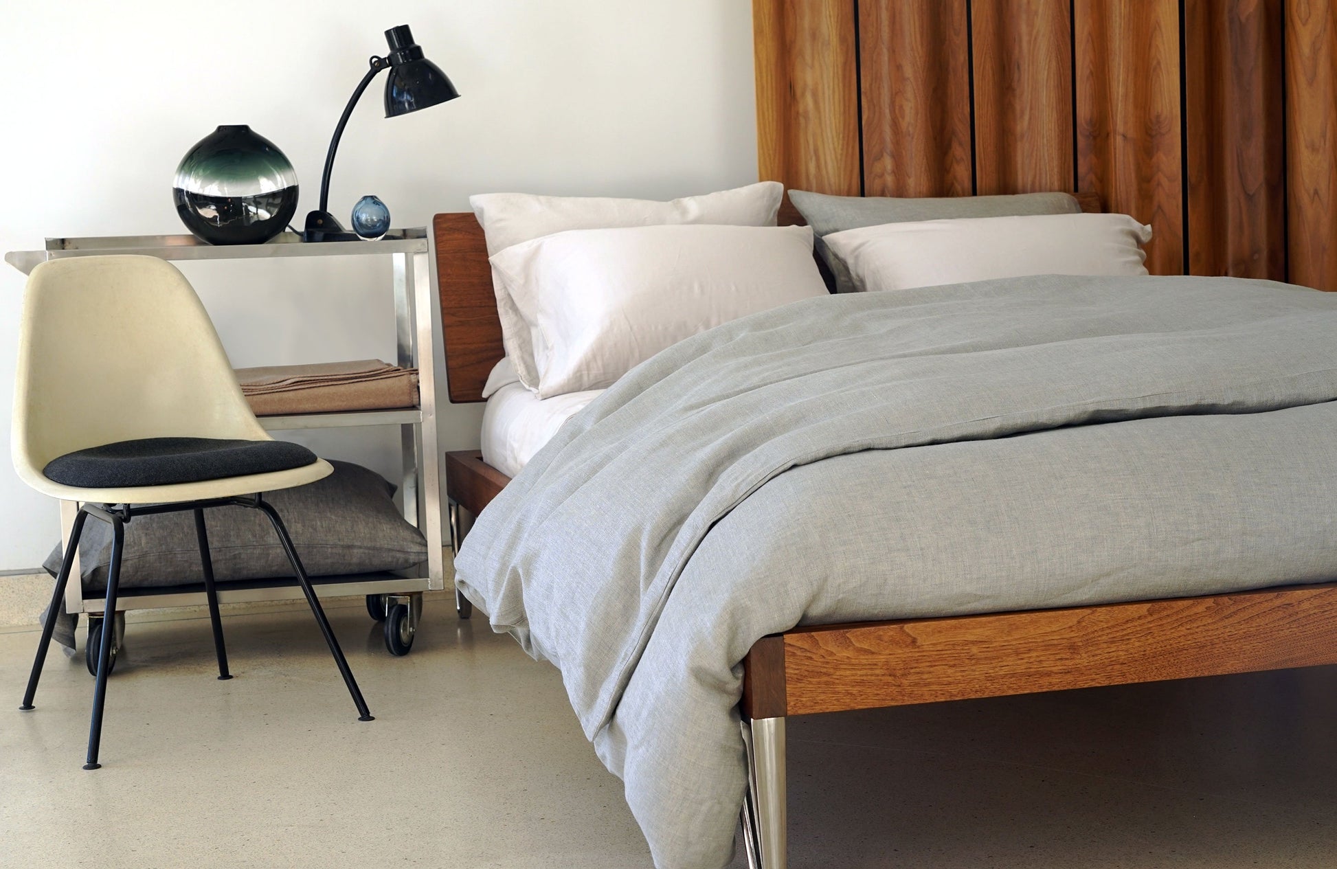 EMILE 100% linen moon mineral charcoal sheets | AREA home bedding