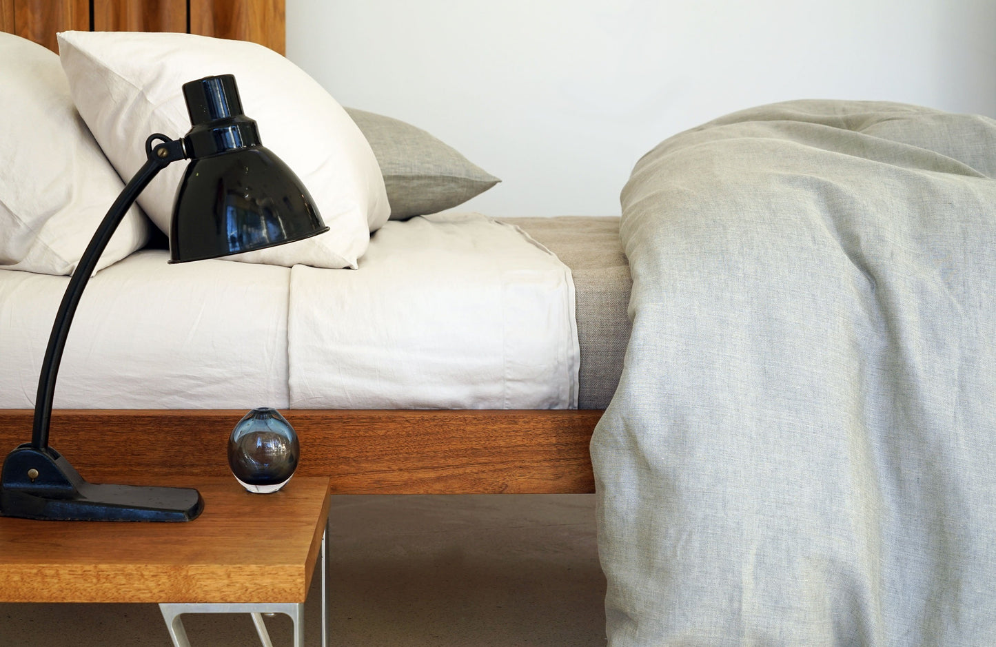 EMILE 100% linen moon mineral charcoal sheets | AREA home bedding