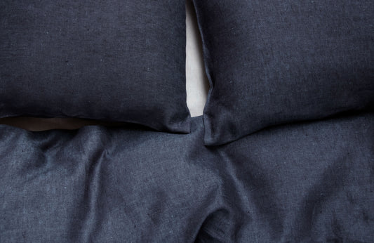 EMILE 100% linen moon mineral charcoal sheets | AREA home bedding