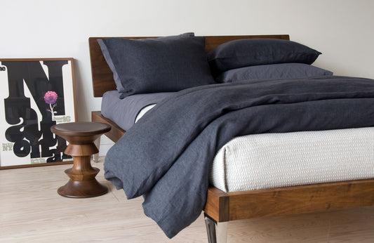 EMILE 100% linen moon mineral charcoal sheets | AREA home bedding