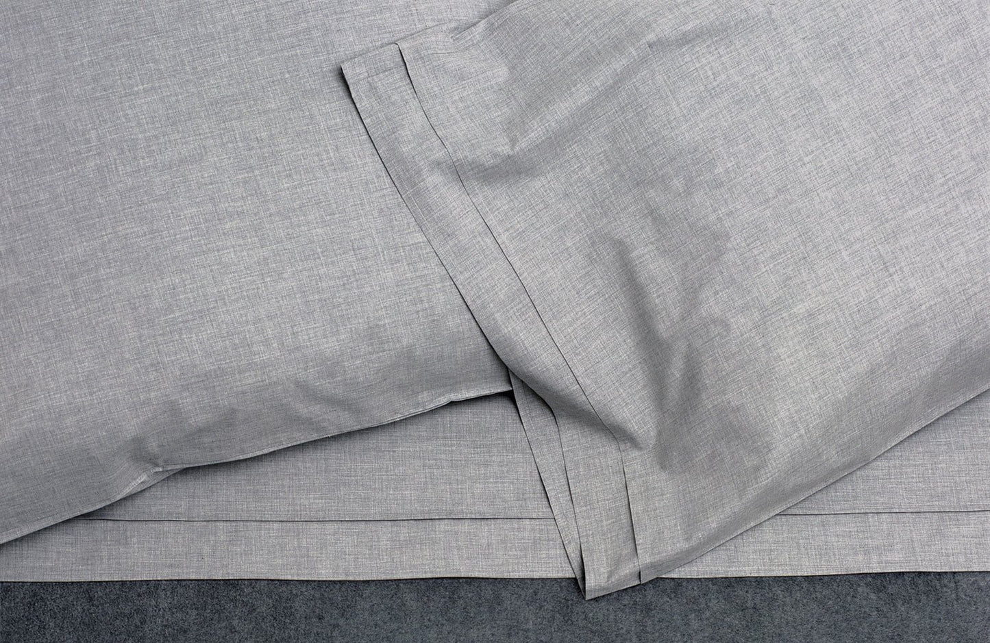 HEATHER 100% percale cotton sheet set cement soft grey - AREA home bedding