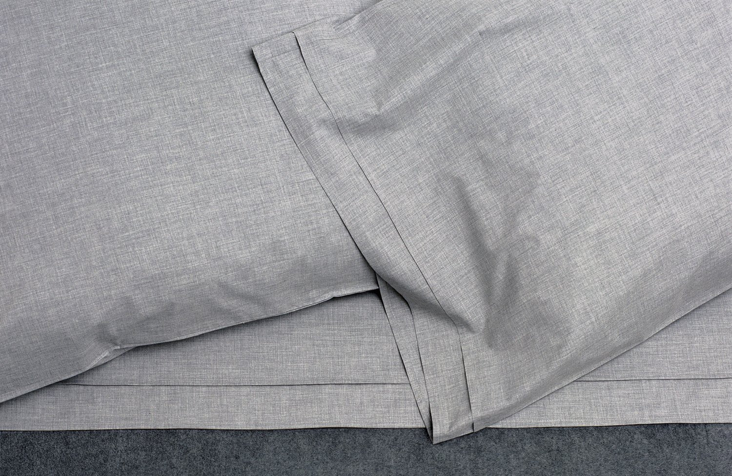HEATHER 100% percale cotton sheet set cement soft grey - AREA home bedding