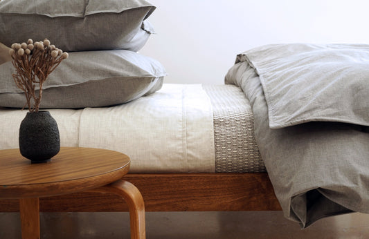 HEATHER 100% percale cotton duvet cover cement soft grey - AREA home bedding