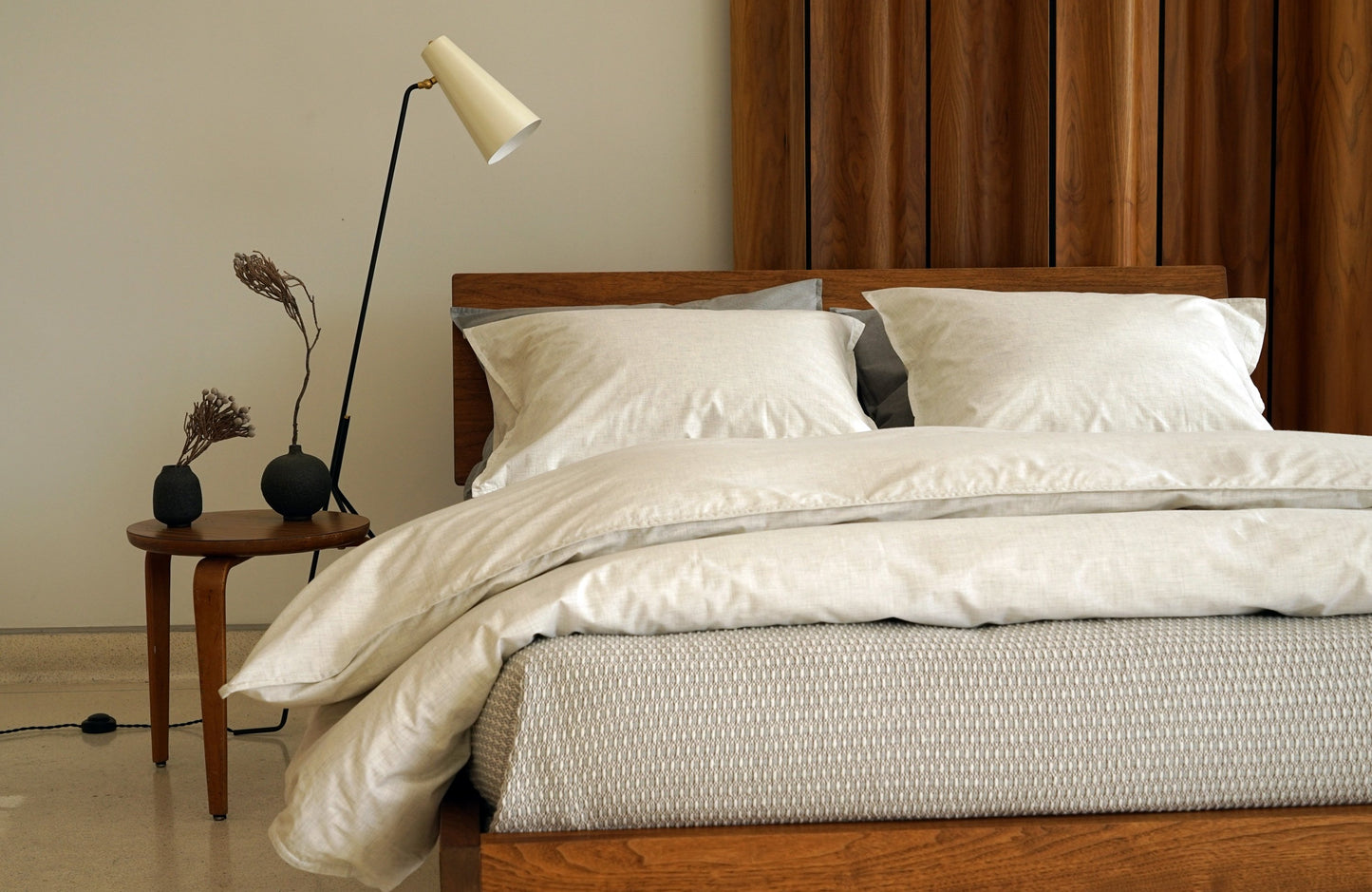 HEATHER 100% percale cotton duvet cover cement soft grey - AREA home bedding