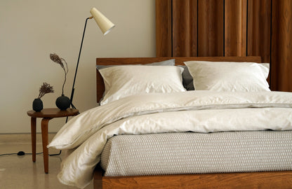 HEATHER 100% percale cotton duvet cover cement soft grey - AREA home bedding