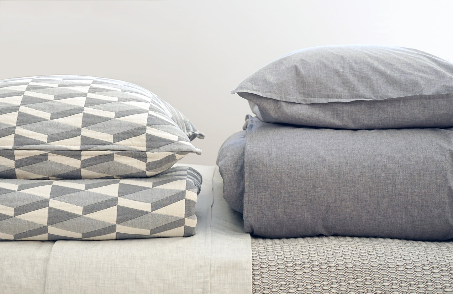 HEATHER 100% percale cotton duvet cover cement soft grey - AREA home bedding