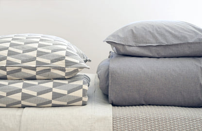 HEATHER 100% percale cotton duvet cover cement soft grey - AREA home bedding