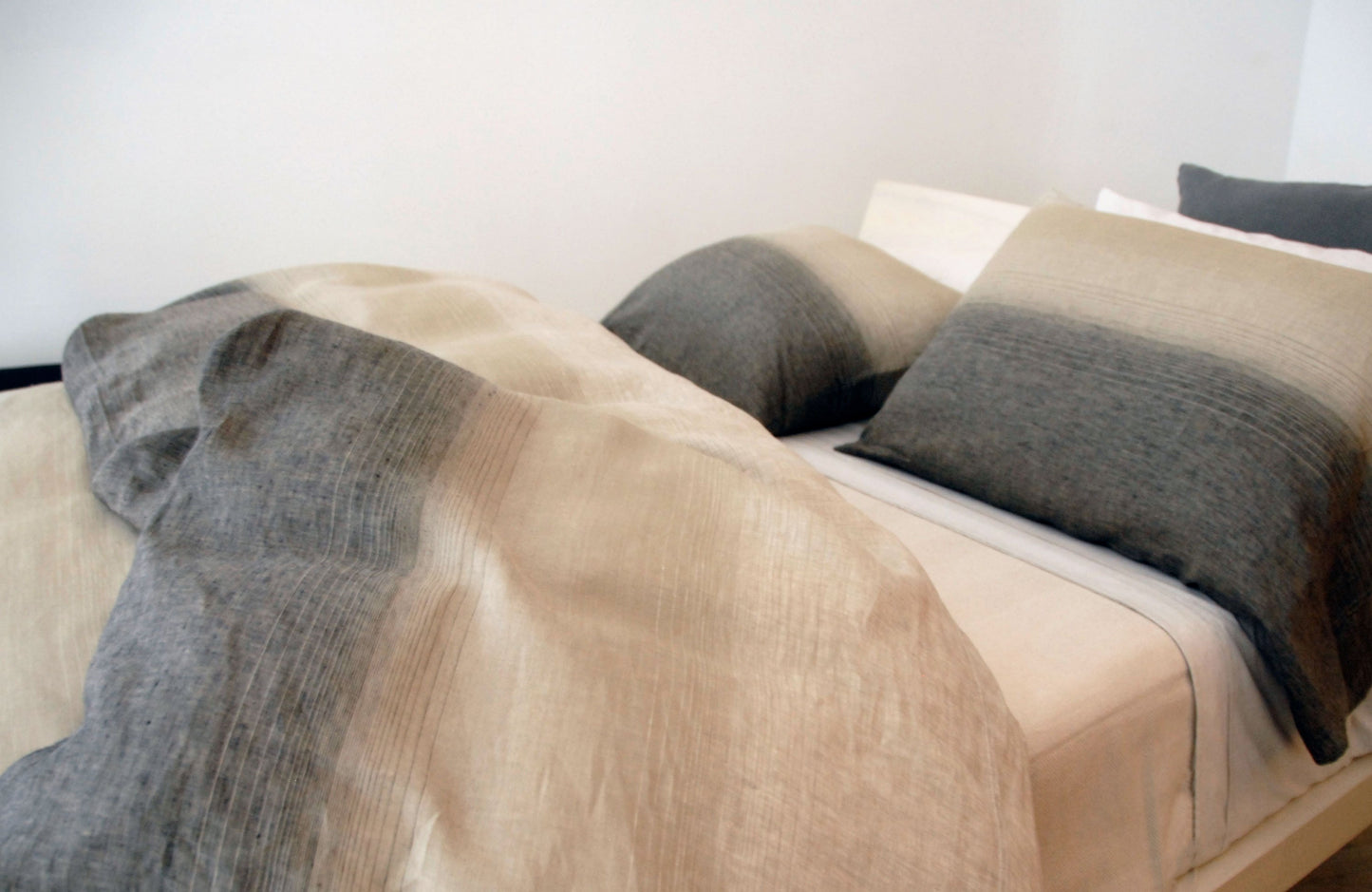 INES 100% linen grey sand white | AREA home bedding