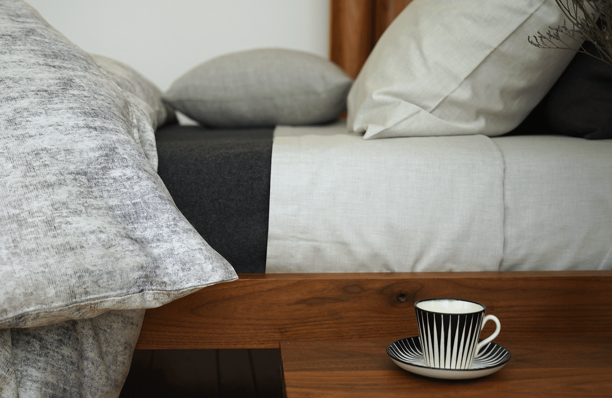 JEWEL 100% cotton beige grey bedding | AREA home bedding