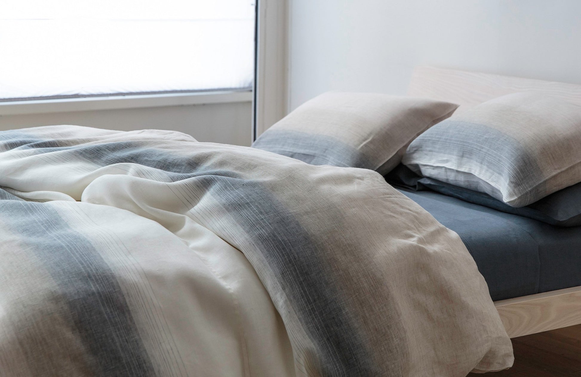 INES 100% linen grey sand white | AREA home bedding