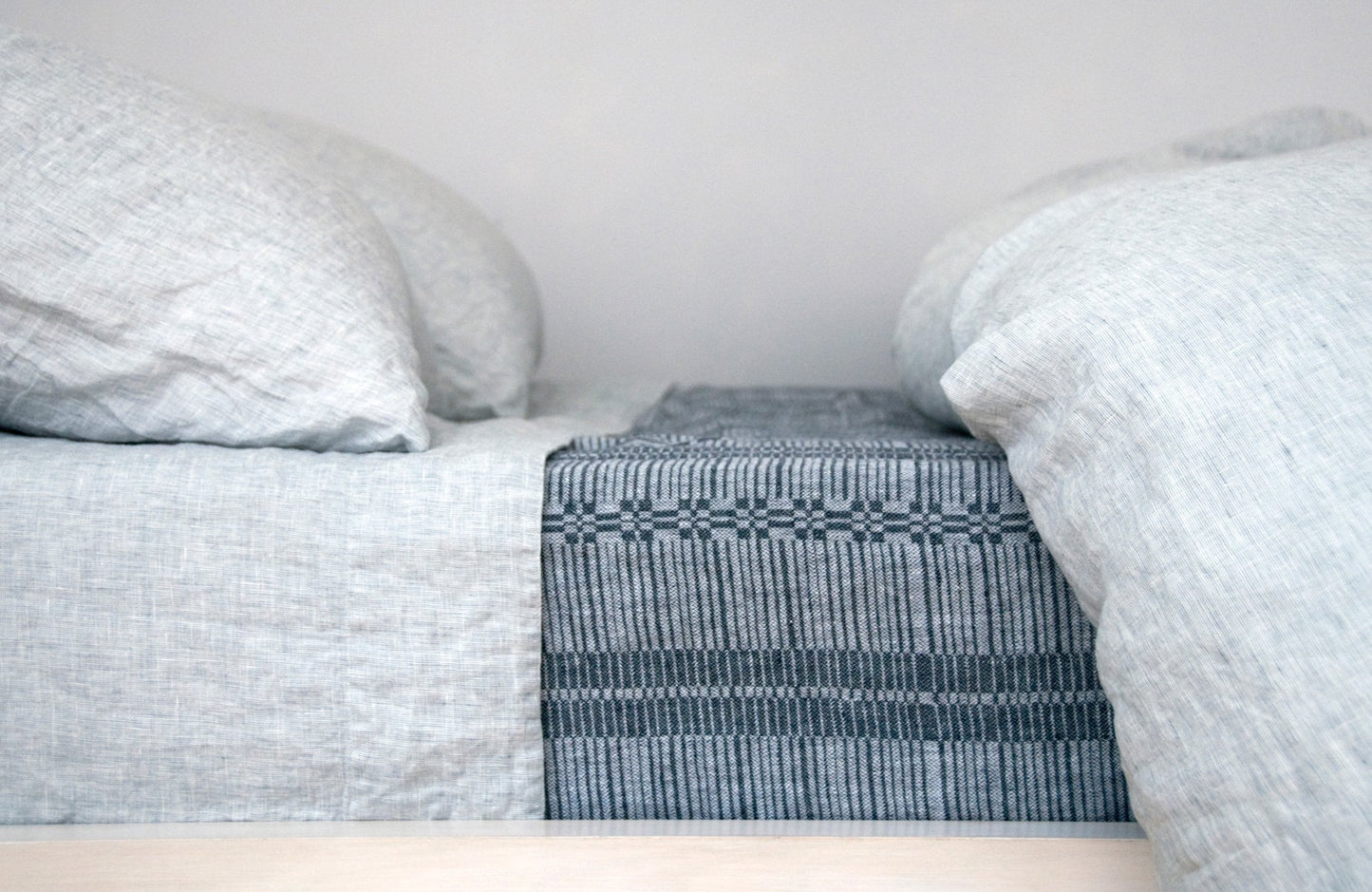 LOUIE 100% linen blue natural sheets | AREA home bedding