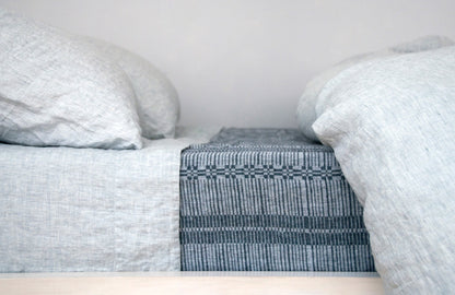LOUIE 100% linen blue natural sheets | AREA home bedding
