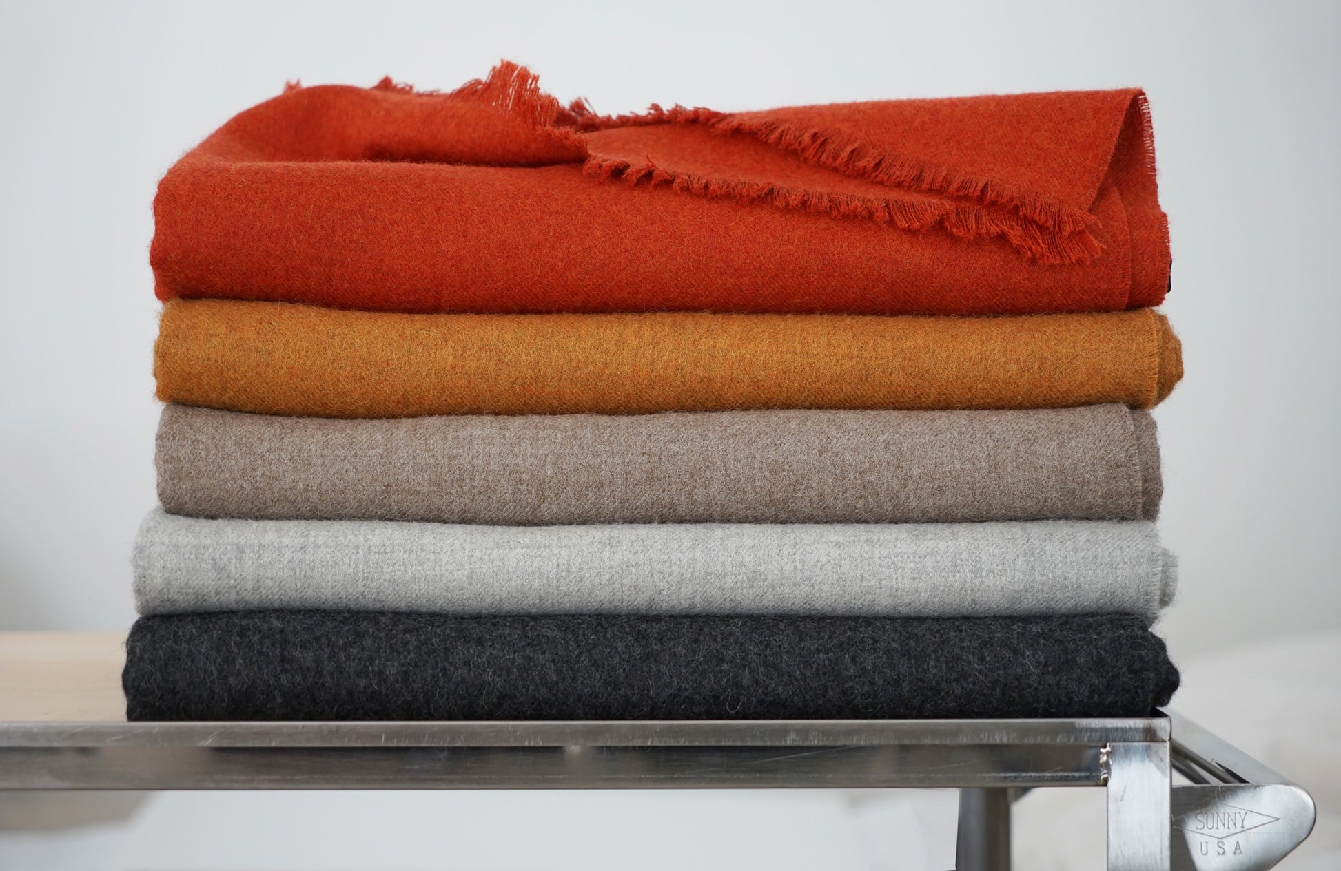 LIAM 100% baby alpaca soft throw XL throw almond blue fig graphite poppy rose soft grey spice sugar | AREA home bedding
