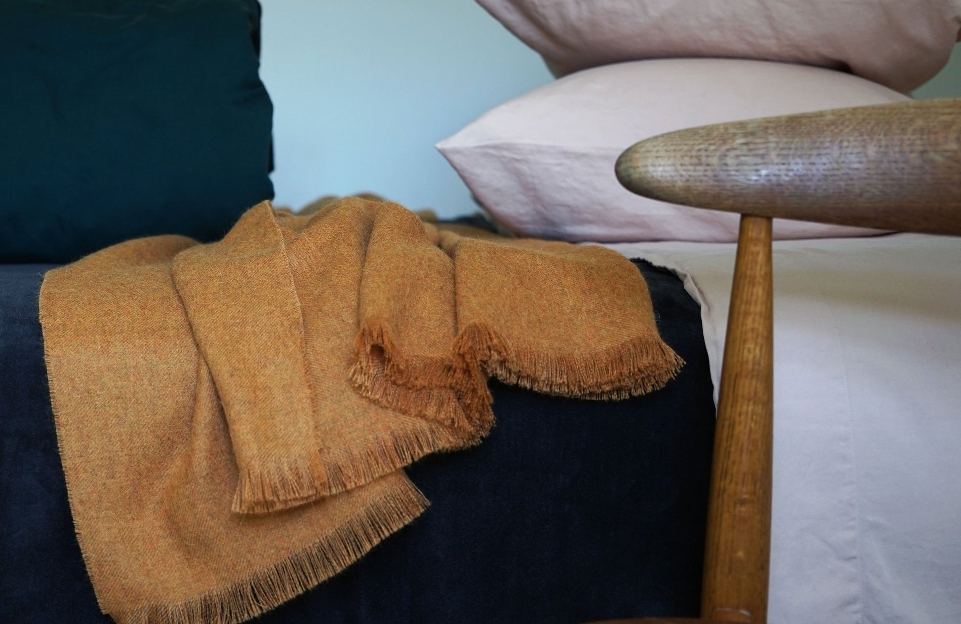 LIAM 100% baby alpaca soft throw XL throw almond blue fig graphite poppy rose soft grey spice sugar | AREA home bedding