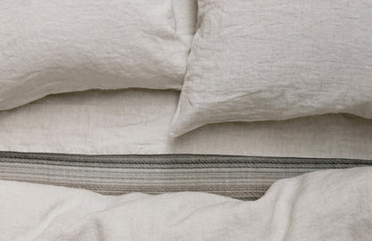 LOUIE 100% linen blue natural sheets | AREA home bedding