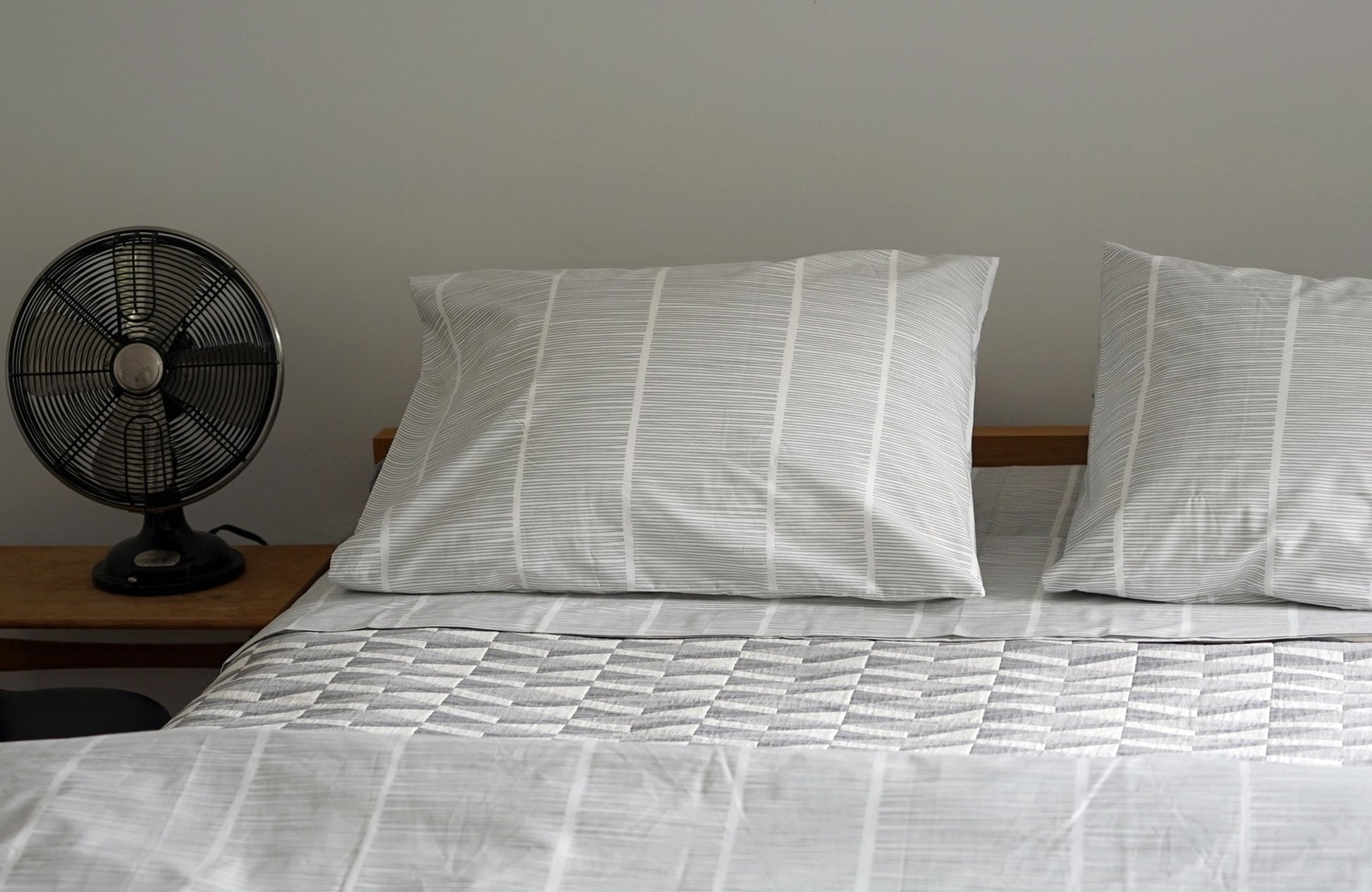 PINS soft grey 100% cotton percale flat sheet | AREA home bedding