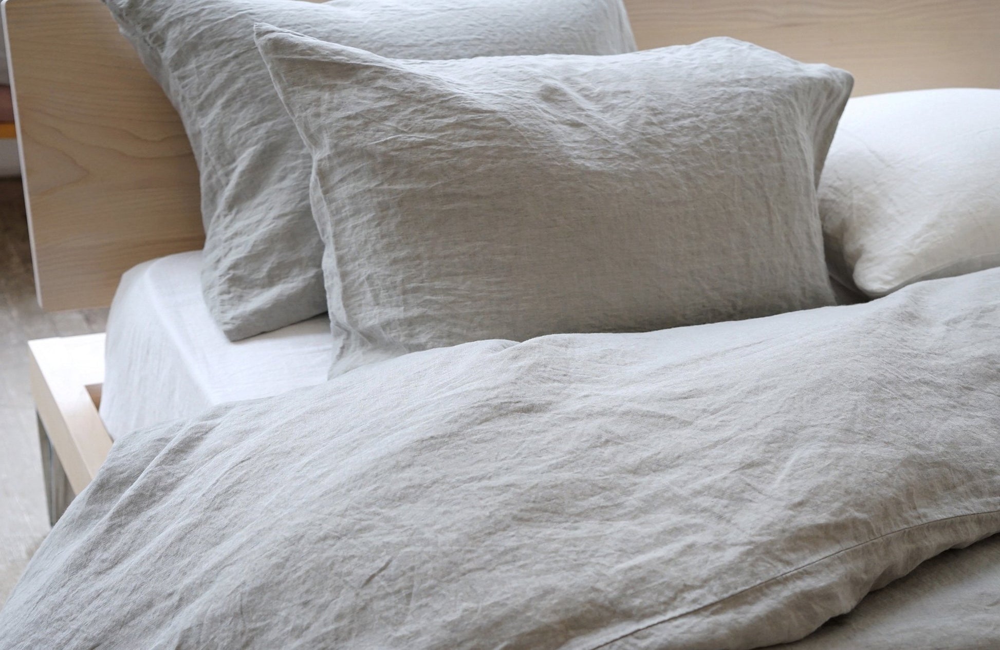 SIMONE 100% linen white natural | AREA home bedding