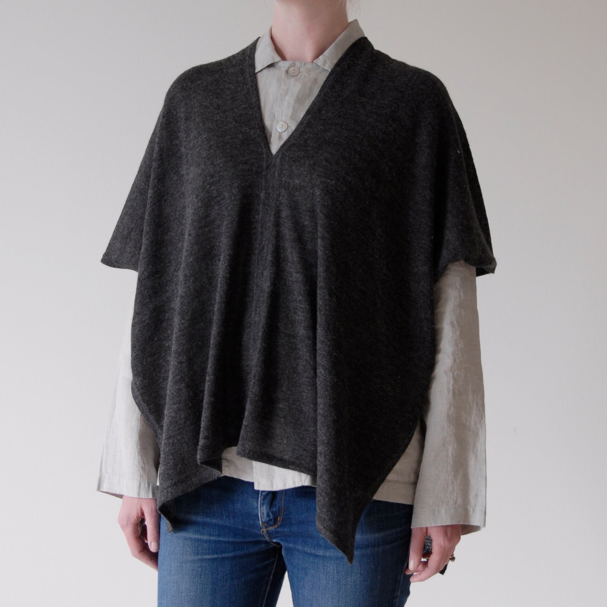 TESS poncho Clothing Small / Charcoal - AREA home bedding